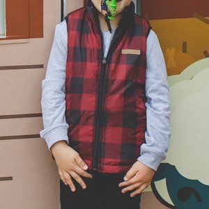 Reversible Buffalo Plaid Puffy Vest Sz 